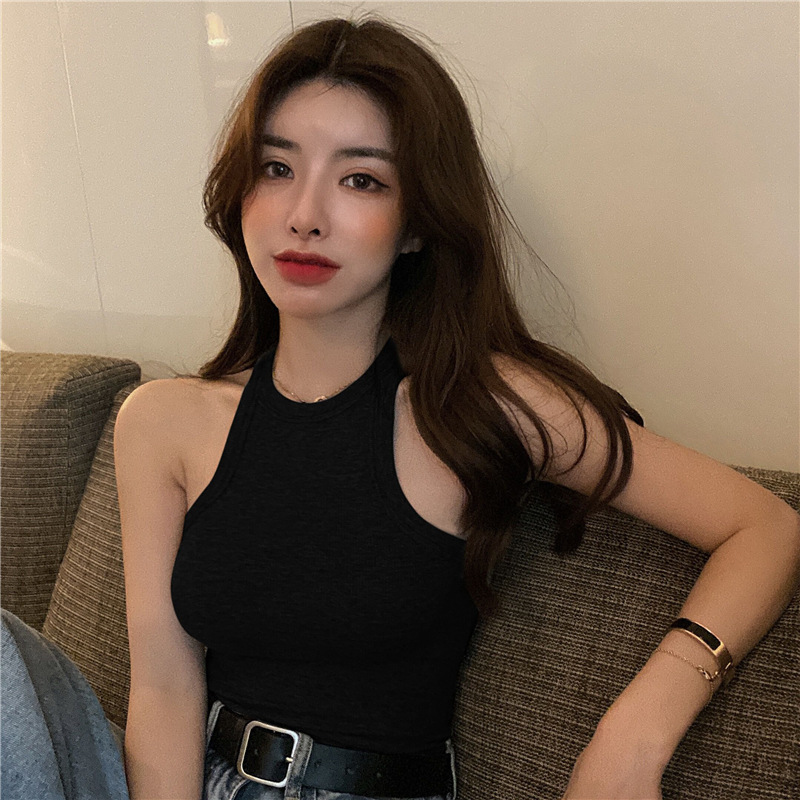 Picture of Slim Short Halter Top for Women 2025 Spring and Summer Korean Style Slimming Look Inner Wear Sleeveless Bottoming Shirt Top for Women