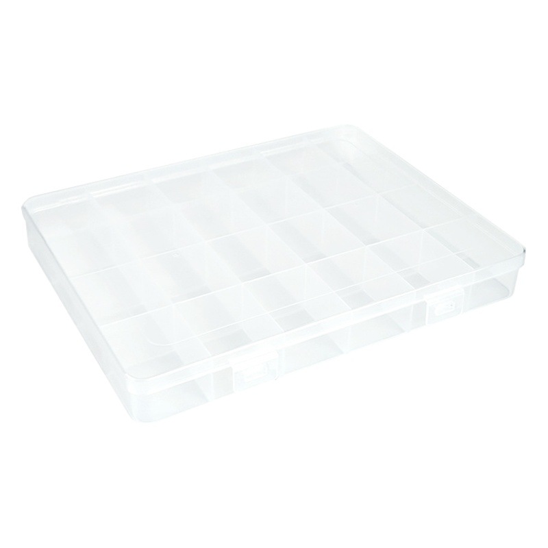 Large Fixed 24-grid Dustproof Storage Box Hardware Tool Storage Box Fishing Gear Plastic Box Electronic Components Packaging Box