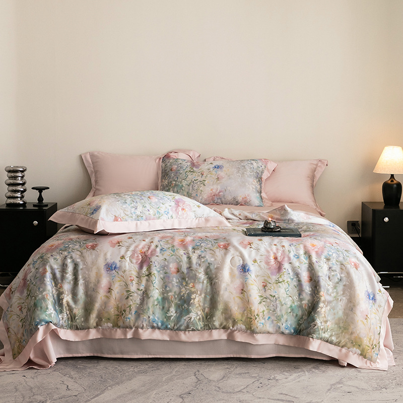 Picture of Light Luxury 100 Lyocell Tencel Summer Cool Quilt Four-Piece Set Air Conditioned Quilt Summer Quilt Advanced Sense Class A Maternal and Infant Quilt