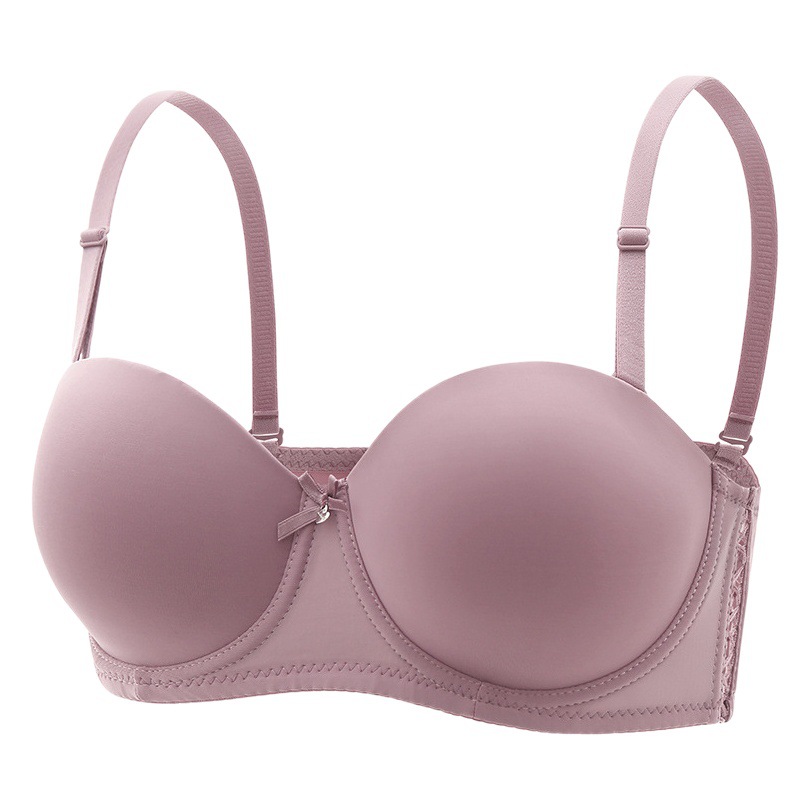 New Invisible sexy bra detachable shoulder strap big chest underwear soft steel ring push up upper support half cup dress bra