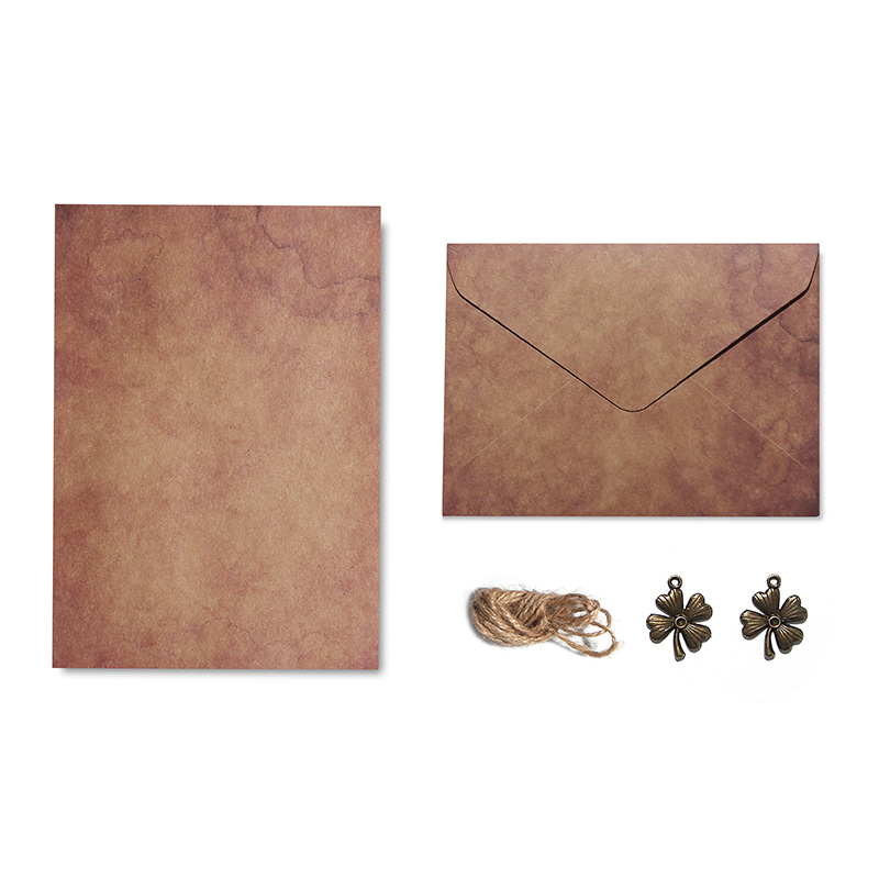 Picture of A5 Handwritten Love Letter Printable LOGO Advanced Sense Metal Kraft Paper Retro Envelope Letterhead suit Confession Letterhead
