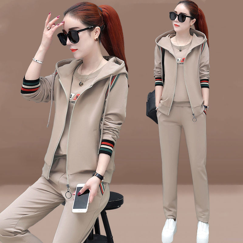 Foreign trade vest three-piece women's fashion spring and autumn long sleeve plus size chubby girl loose sweater suit women's fashion wholesale