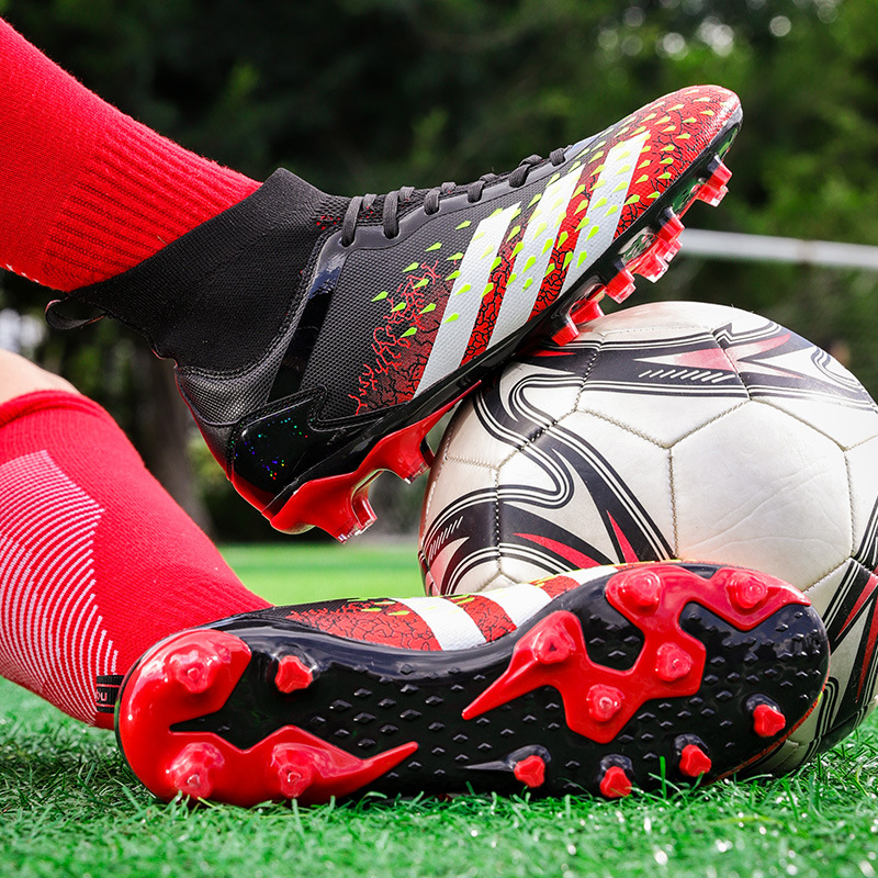 Cross-border football shoes high-top spikes boys and girls students broken nails training artificial grass football shoes