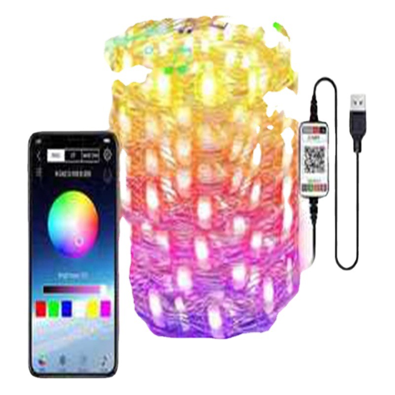 App Bluetooth Copper Wire String Light Amazon Led Light Rgb Colorful Synchronized Music Voice Controlled USB Lantern Wholesale
