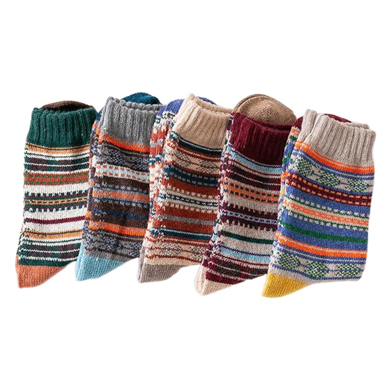 Amazon foreign trade Wood Cong cotton autumn and winter new socks in the tube socks men's horizontal thick thick wool socks