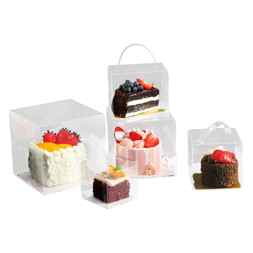 Small Four-inch Cake Box 4-inch Transparent Portable West Point Box Cut Triangle Mousse Box Baking Box Send Bottom