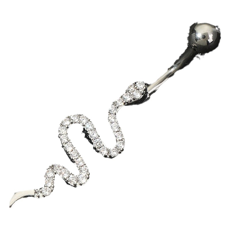 Explosions Snake AliExpress Amazon New Snake-shaped Zircon Drill Navel Ring Stainless Steel Perforated Navel Snake