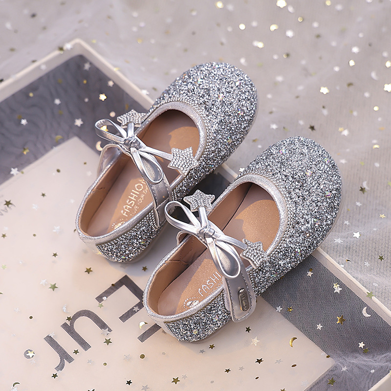 Girls Princess Shoes 2025 New Children's Shoes Little Girls Elsa Crystal Leather Shoes Spring and Summer Baby Single Shoes Soft Sole
