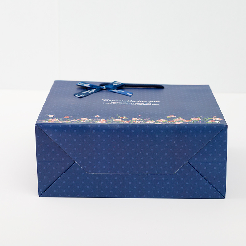 Picture of Factory Supply Blue Floral Business Gift Bag Handbag Packaging Bag Paper Gift Bag Gift Bag