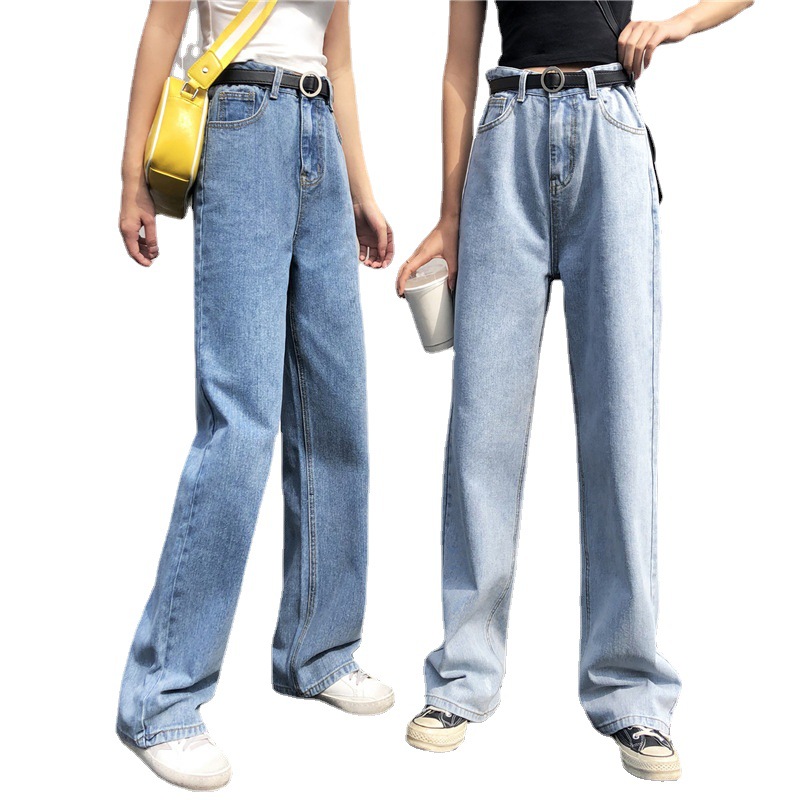 Picture of Korean version of jeans women's summer and autumn 2022 new high waist loose straight tube drape casual chubby girl wide leg pants tide