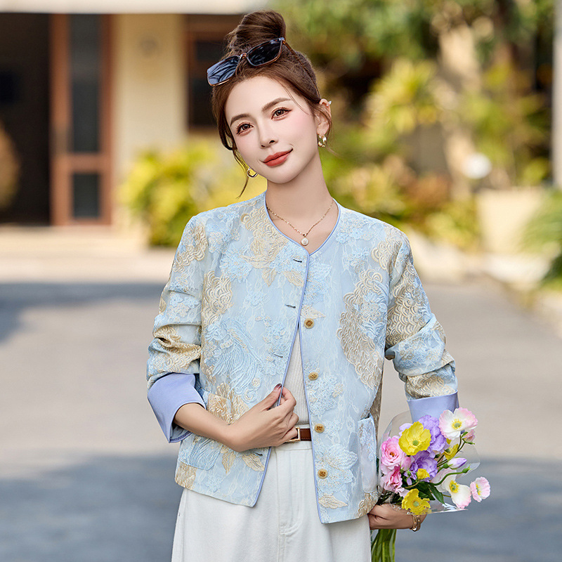New Chinese Style Heavy Embroidery Short Jacket for Women, Spring/Summer 2025 New Versatile Thin Organza Top