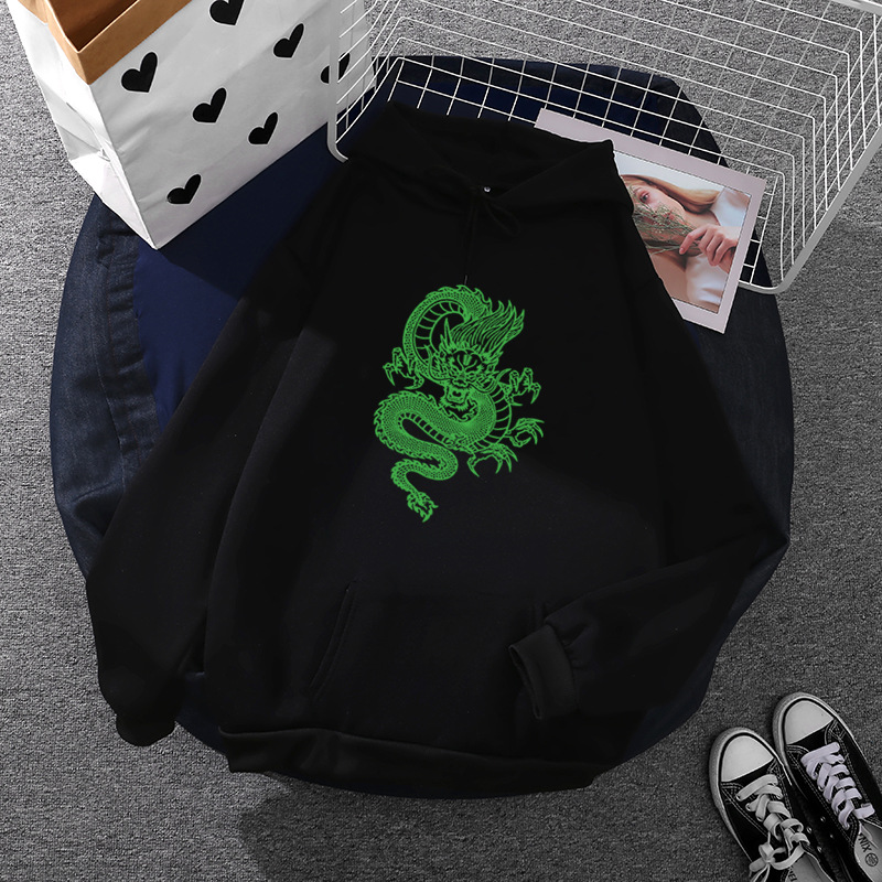 Wish green dragon cross-border foreign trade loose Hoodies in stock a LOGO custom sweater for men and women