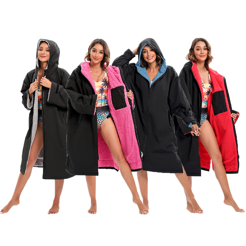 Classic Lambskin Thick Changing Bathrobe Beach Surfing Swimming Snorkeling Warm Poncho