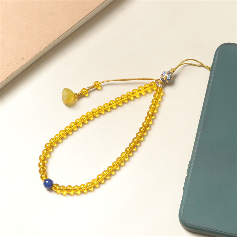 Picture of Original mobile phone lanyard fortune topaz beaded mobile phone chain handmade ornaments for women exquisite strong and durable anti-lost hanging