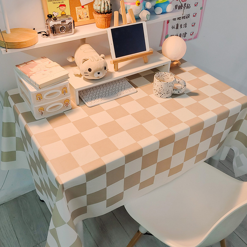 Picture of Checkerboard Tablecloth Ins Style Popular Photo Student Desk Dormitory Decoration Coffee Table Dustproof Picnic Stall Cloth