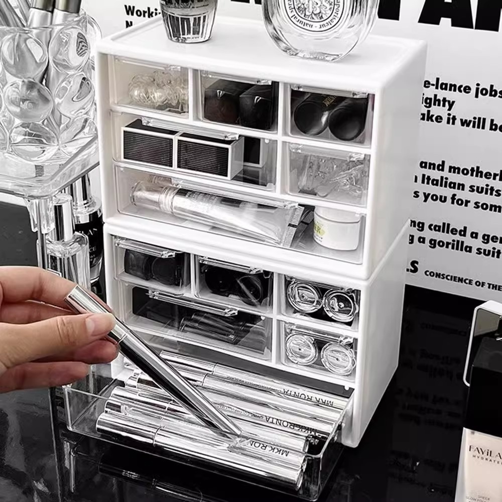 Picture of Desktop Drawer Type Transparent Storage Box Student Stationery Box Organize Simple Style Transparent Drawer Type Light Luxury Box
