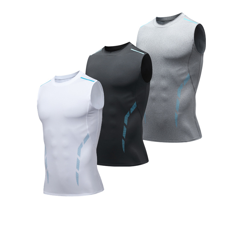 Fitness Tight Vest Men's Basketball T-shirt Lined with American Style Training Track and Field Base Quick-drying High Elastic Waistcoat