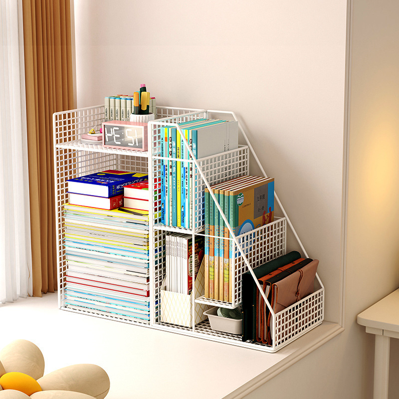 Picture of Balcony bay window bookshelves, small bookcases, children's picture book racks, space using desk side shelves to move pulleys on the floor