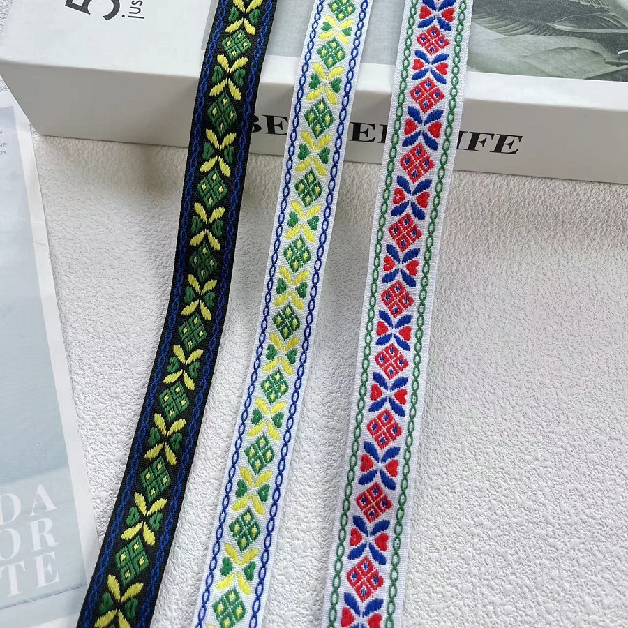 Ethnic Jacquard Ribbon Geometric Small Flower Garment Accessories AH-2867 Width 2.3CM