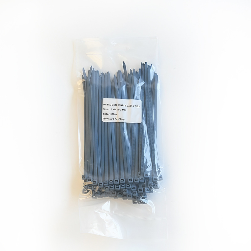 Picture of Cross-border PA66 metal detectable self-locking cable ties for food and pharmaceutical industry packing belt in stock wholesale