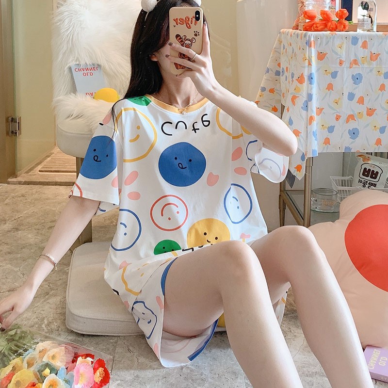 2025 New Summer Pajamas Women's Short-sleeved Thin Instagram Style Home Clothes Summer Cute Student Two-piece Suit