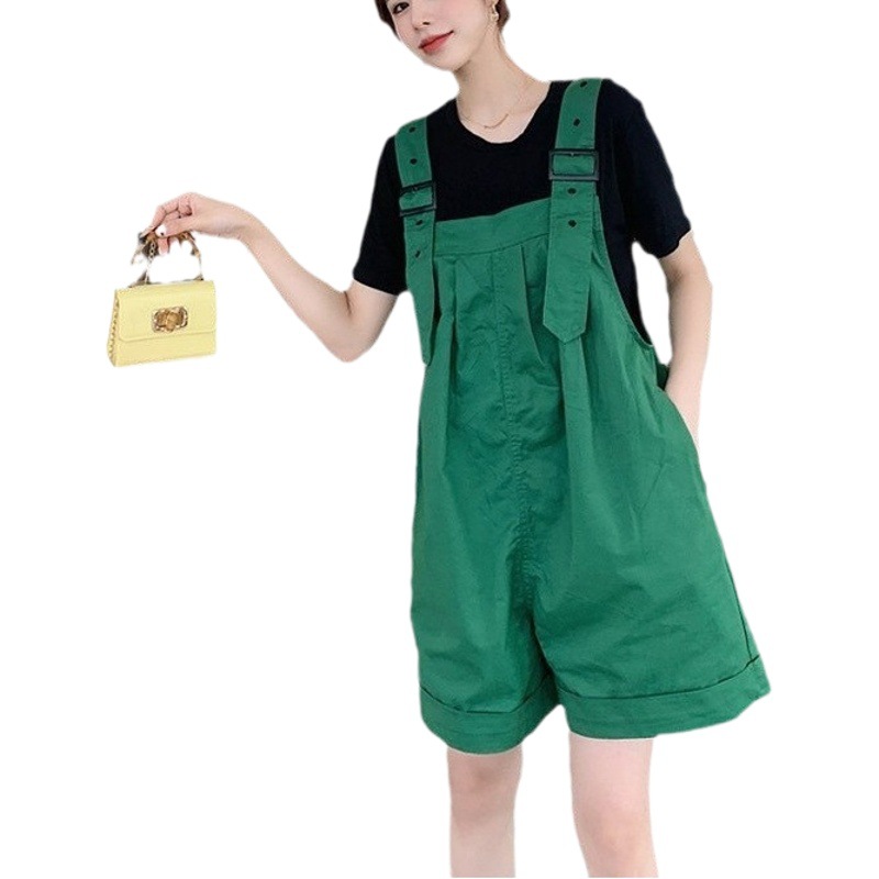Strap Overalls Women's Small Summer New High Waist Slimming Wide Leg Pants Loose 150cm Casual Shorts ins
