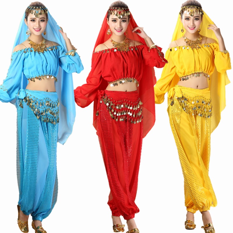 Belly Dance Costume Indian Dance Costume Dance Practice Dress Belly Dance Suit New Long Sleeve Lantern Sleeve Suit