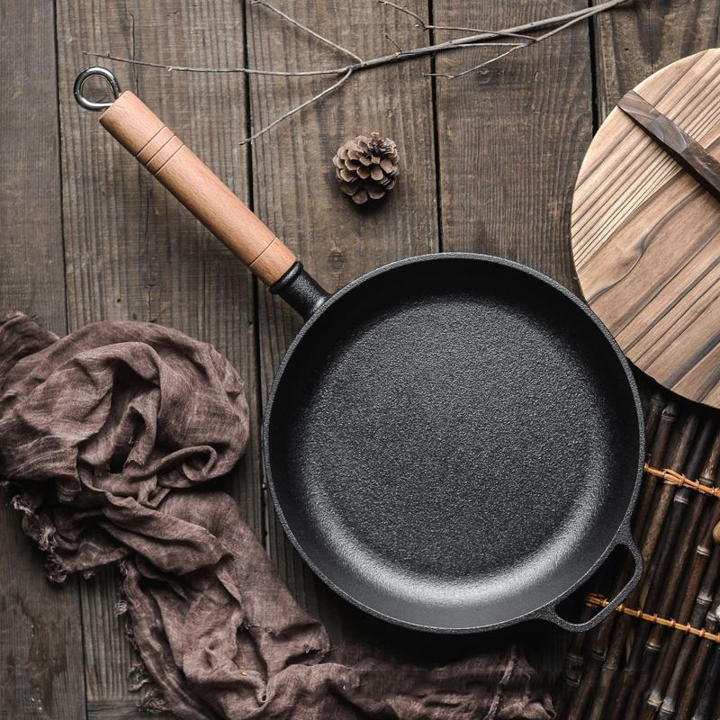 Picture of Cast Iron Pan Cast Iron Frying Pan Thickened Uncoated Non-Stick Pan Frying Pan Steak Pizza Pan