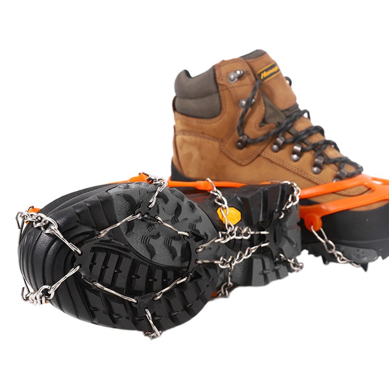 Wholesale ice claw outdoor 8-tooth snow anti-slip shoe cover snow claw mountaineering anti-slip shoe spike chain shoe cover eight-tooth ice grip