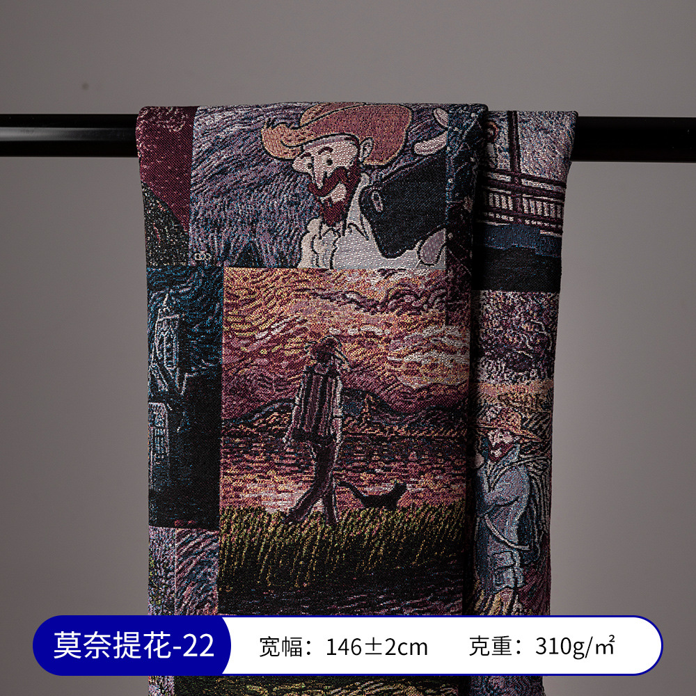 Picture of Monet Oil Painting Jacquard Fabric Handmade DIY Tablecloth Pillow Bag Skirt Clothing Designer Fabric Sofa Fabric