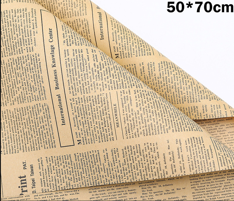 Picture of Flower Wrapping Paper Materials Wholesale Bouquet Gift Wrapping Paper Retro Flower Wrapping Kraft Paper Sunflower English Newspaper