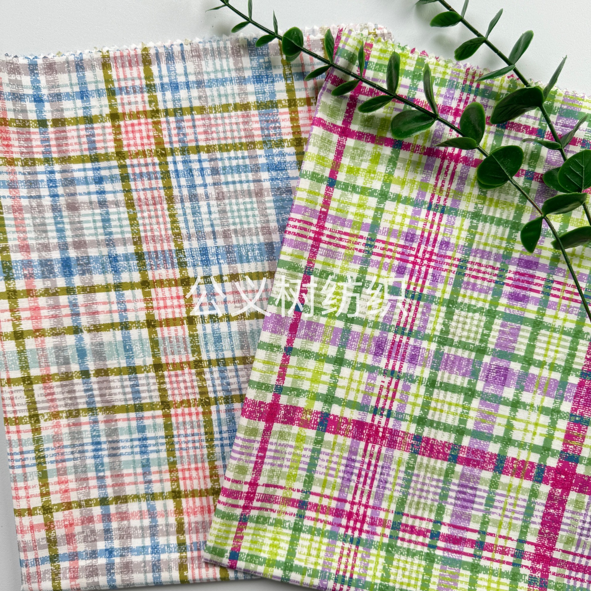 Picture of Three-dimensional line grid 60 pieces of Tencol cotton digital direct spray cloth high-grade printed fabric dress women's clothing children's clothing fabric