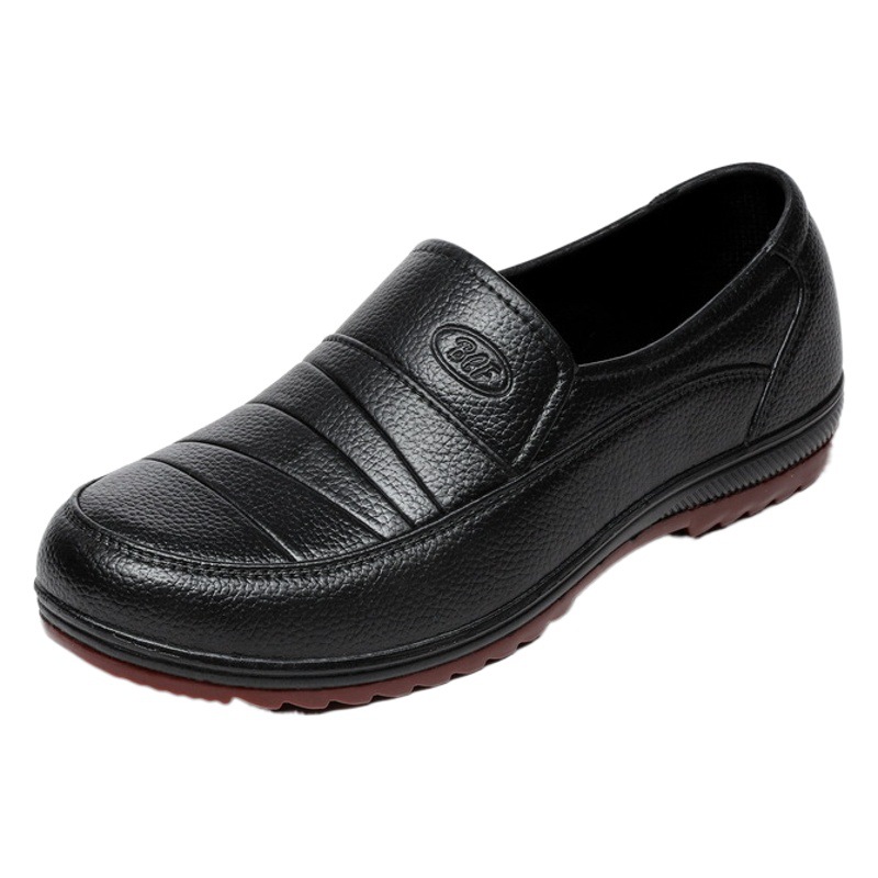 Plastic Low-Top Tendon-Soled Rain Boots for Men, Waterproof, Non-Slip and Oil-Proof Kitchen Work Shoes, Wear-Resistant Construction Site Shoes, Fishing Shoes