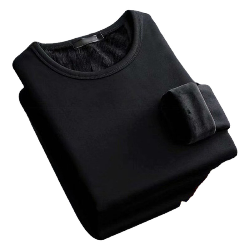 Winter fleece-lined thick thermal underwear men's autumn clothes youth can wear outside one-piece top plus size foreign trade bottoming shirt