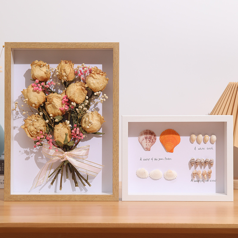 Picture of Custom-made three-dimensional hollow specimen frame 8 inch 10 inch diy handmade butterfly insect clay dried flower photo frame A4 picture frame