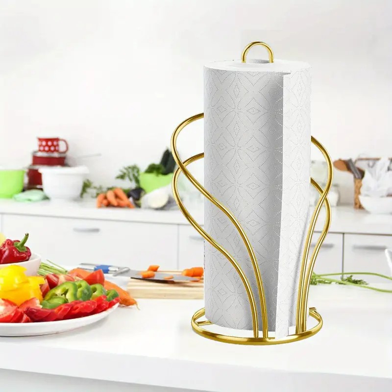 Hotel Kitchen Restaurant Desktop Wrought Iron Vertical Electroplating Light Luxury Tissue Holder Creative Lazy Rag Storage Roll Paper Holder