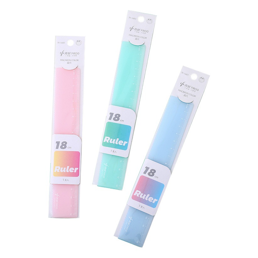 Small Frog Macaron Ruler 15 18 20cm Cute Ruler Student Stationery Primary School Grade One Ruler
