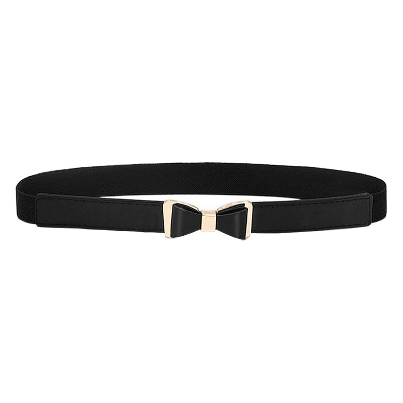Spring and Summer Korean-style Stretch Black Waist Cover Decorative Fashion Simple Bow Women's Elastic Thin Belt Waist Decoration