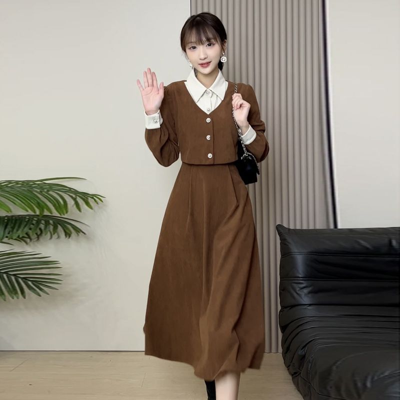 Cross-border official map | buttons can be opened | autumn and winter long sleeve small fragrant style lapel fashion temperament slim trend