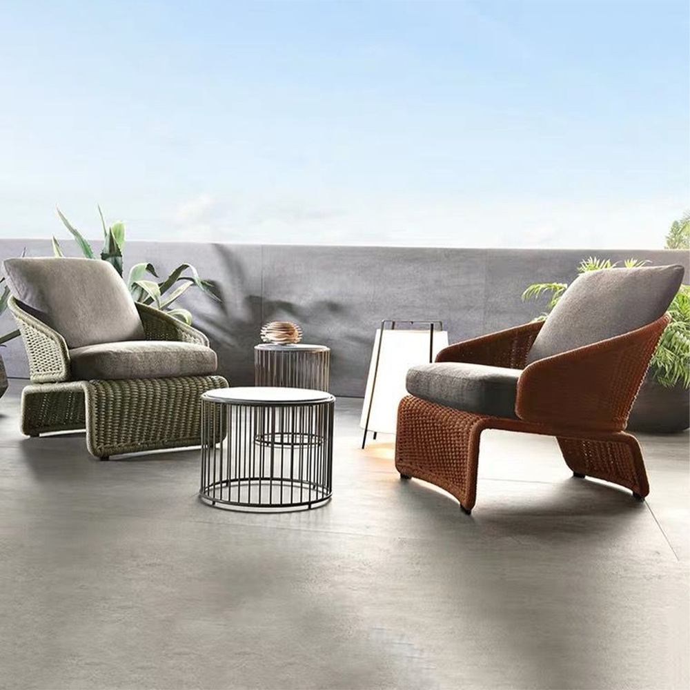 Outdoor Rattan Chair Furniture Balcony Courtyard Creative Rattan Table and Chair Leisure Garden Villa Model Room Living Room Rattan Sofa