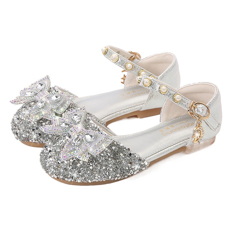 Girls Sandals Summer New Fashion Princess Shoes Soft Bottom Baotou Baby Crystal Shoes Children's Show Shoes