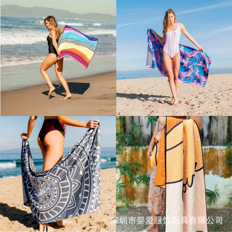 Cross-border Hot Sale Beach Towel Microfiber Bath Towel Portable Absorbent Quick-drying Digital Printing Swimming Beach Towel