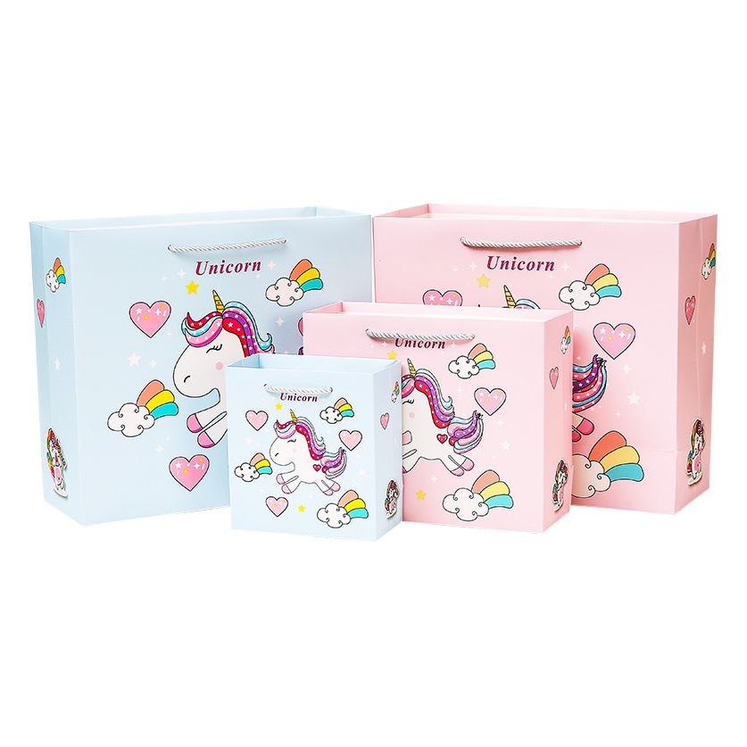 Children's Day gift bag gift packaging bag cute cartoon unicorn handbag paper bag back gift bag