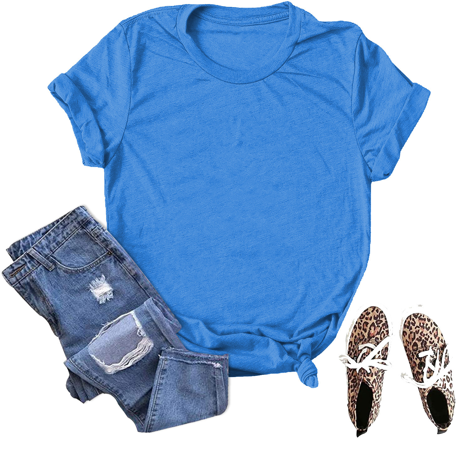Picture of Spot wholesale foreign trade cross-border solid color blank loose large size T-shirt short sleeve men and women with Amazon wish