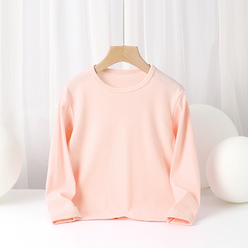 Picture of Spring and autumn children's clothing Korean new boys bottoming shirt girls cotton stretch solid color long sleeve children's T-shirt wholesale