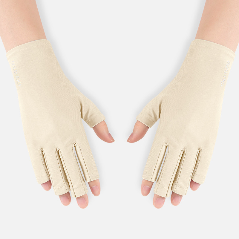 Picture of Gloves Half-finger Summer Anti-ultraviolet Nail Art Women's Outdoor Riding Ice Silk Driving Gloves Thin Ice Cool Breathable Plastic Dip Gloves