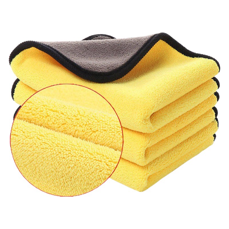 Wholesale thick absorbent car towel double-layer hanging coral fleece car wash towel household cleaning glass cloth