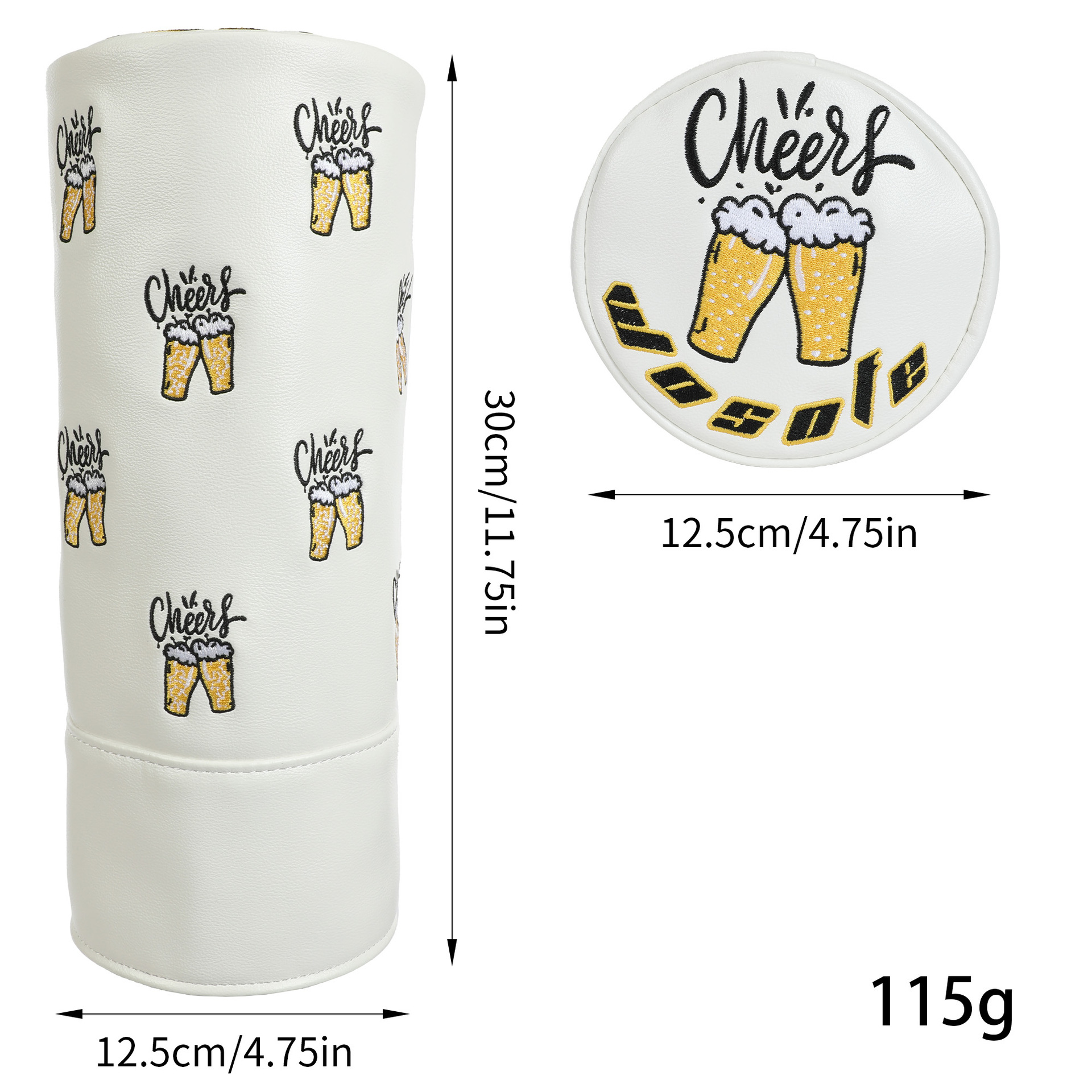 Picture of New Cross-Border Factory Pu Cylindrical Embroidered Wooden Club Cover Golf Head Cover