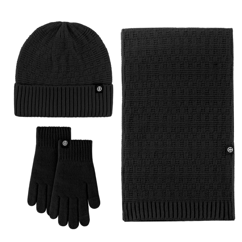 Picture of Winter New Product Japanese Style Knitted Gloves, Scarf and Hat Three-Piece Set Wool Warm and Cold-Proof Fur Ball Scarf Three-Piece Set