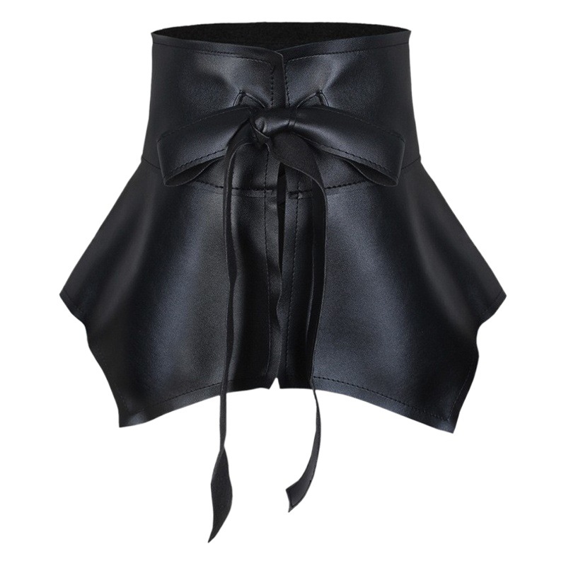 Cross-border Wholesale Ruffled Skirt Ultra-wide Waist Seal Women's Fashion Strap Knot Leather Skirt Decorative Short Skirt Belt